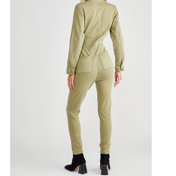 Free People Lennox Denim Fitted Jumpsuit coverall S - Picture 2 of 7